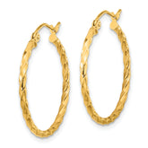 10K Yellow Gold Polished Twist Hoop Earrings for Women Elegant 26mm Design